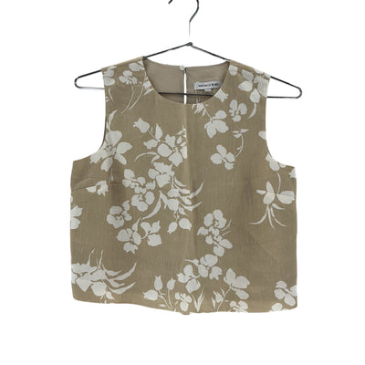 Veronica Beard Floral Beige Clarendon Linen Blend Tank Size 0 Top