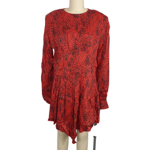 Alessandra Rich Silk Red Knee Length Dress Size 48 IT / US 12