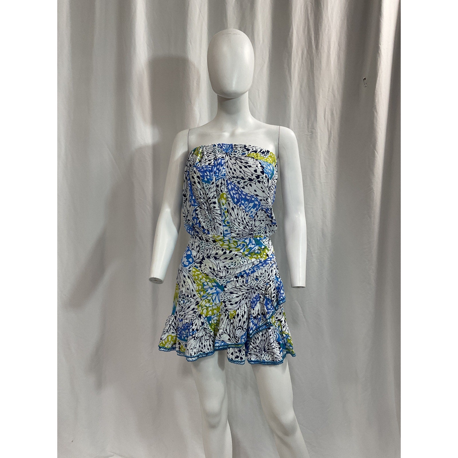 Poupette St Barth 'Ambra' Blue Bandeau Mini Dress Size XS