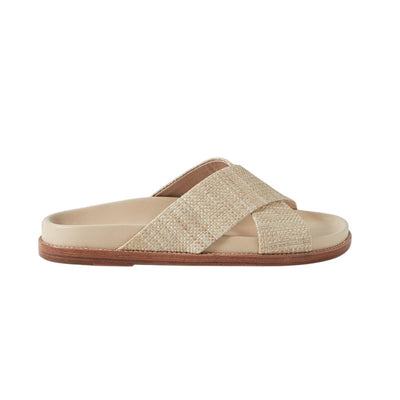 Porte & Paire Woven Beige Crisscross Slides Size 39 EU / 9 US