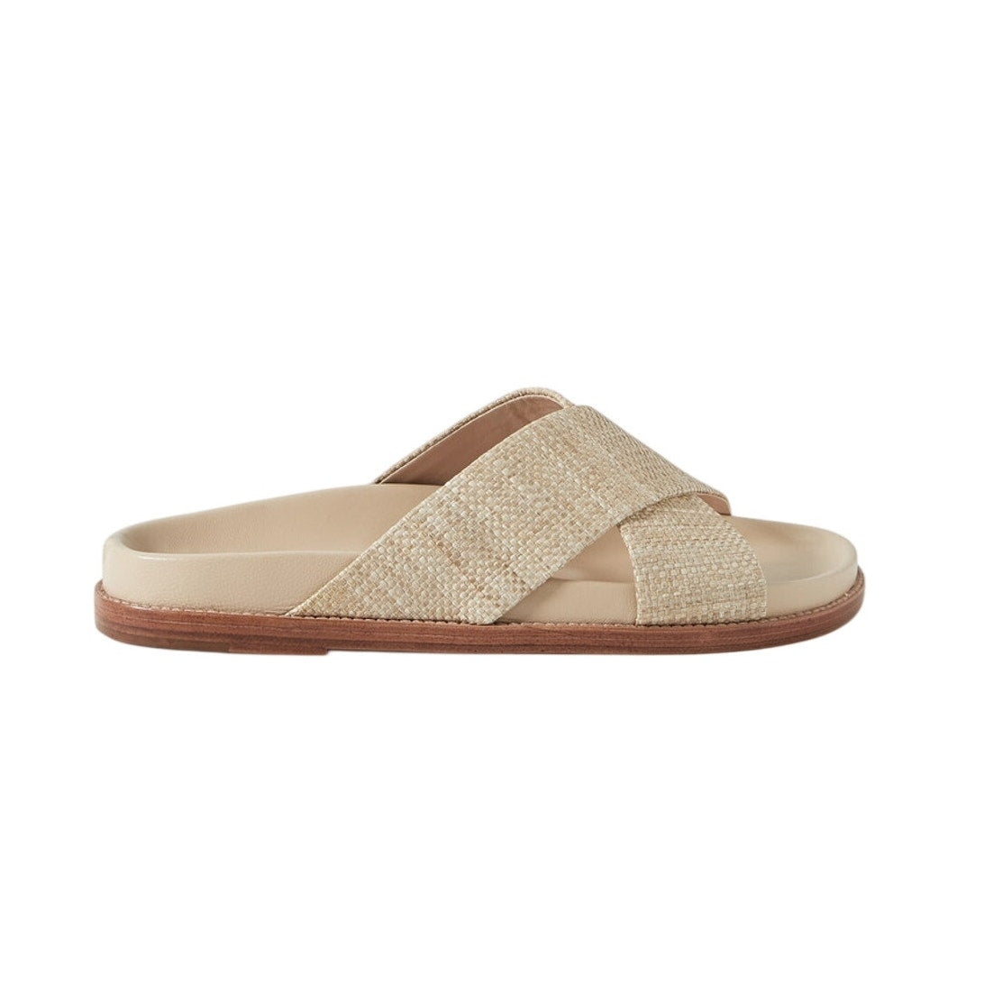 Porte & Paire Woven Beige Crisscross Slides Size 39 EU / 9 US