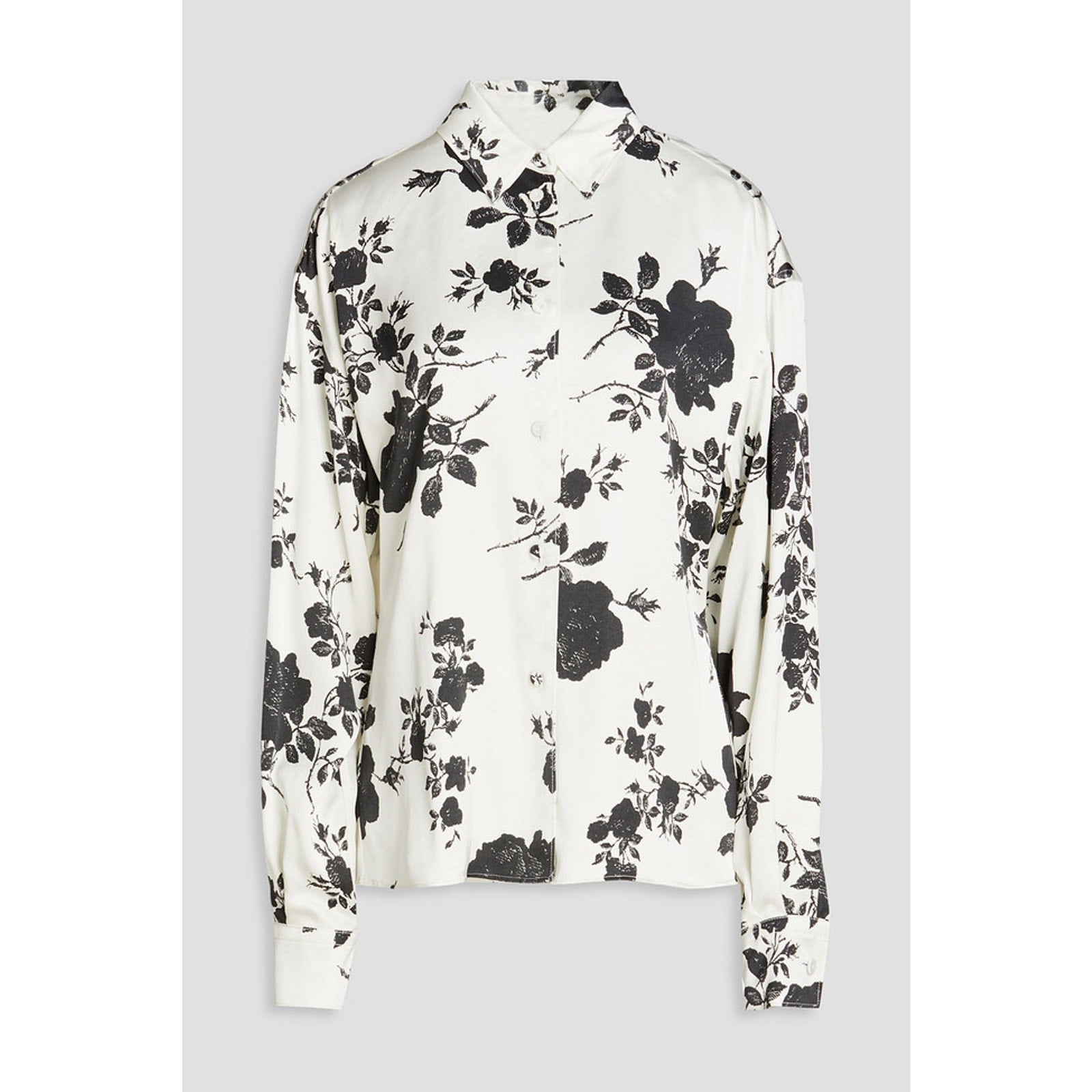 Philosophy Di Lorenzo 'Serafini' White Floral-Print Satin Shirt Size M - NWT