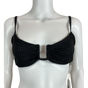 L*Space Ribbed Black Peyton Bikini Top Size DD NWT