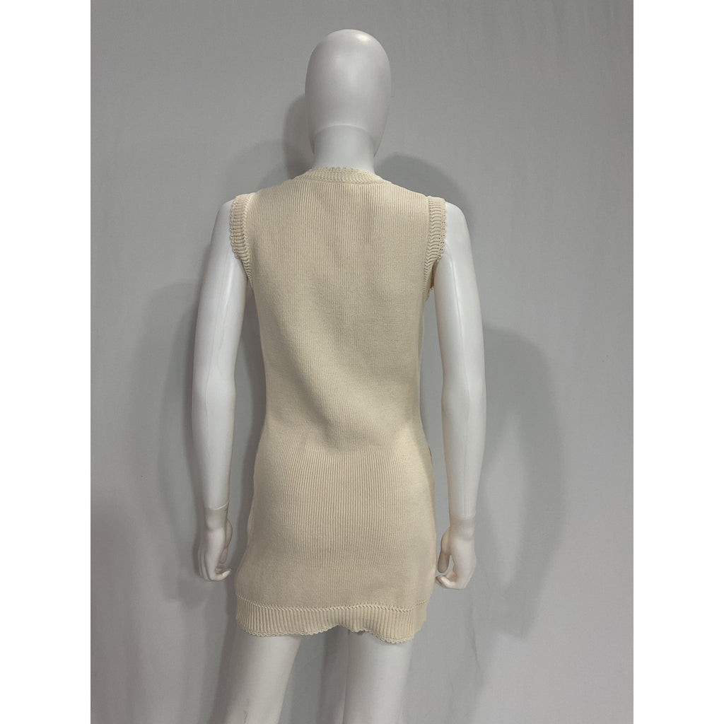 Reformation 'Catalina' White Cotton Jewel Neck Sleeveless Mini Dress Size S
