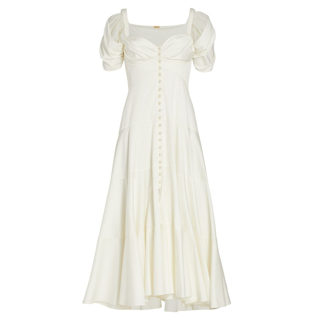 Cult Gaia 'Mina' White Cotton Cotton Poplin Midi Dress Size 12