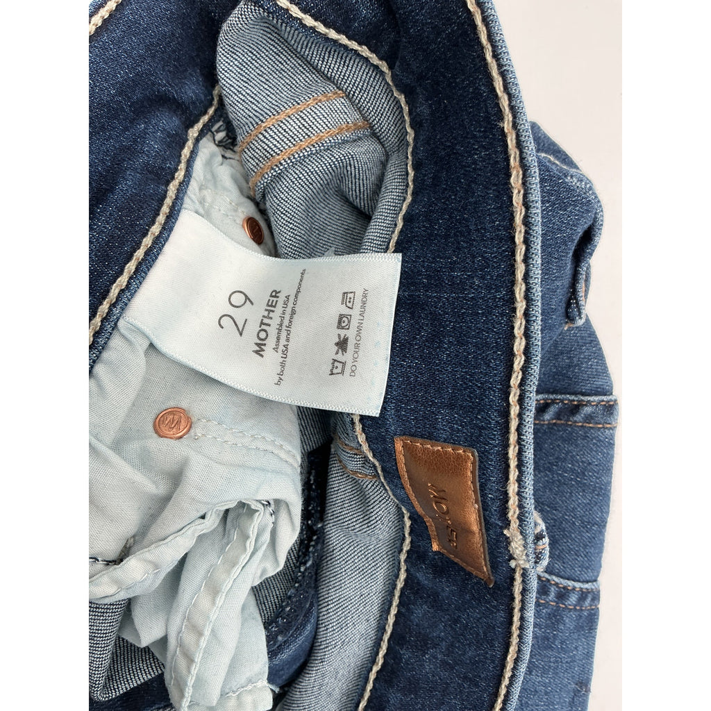 Mother The Insider Blue Cotton Crop Step Fray Denim Jean Size 29
