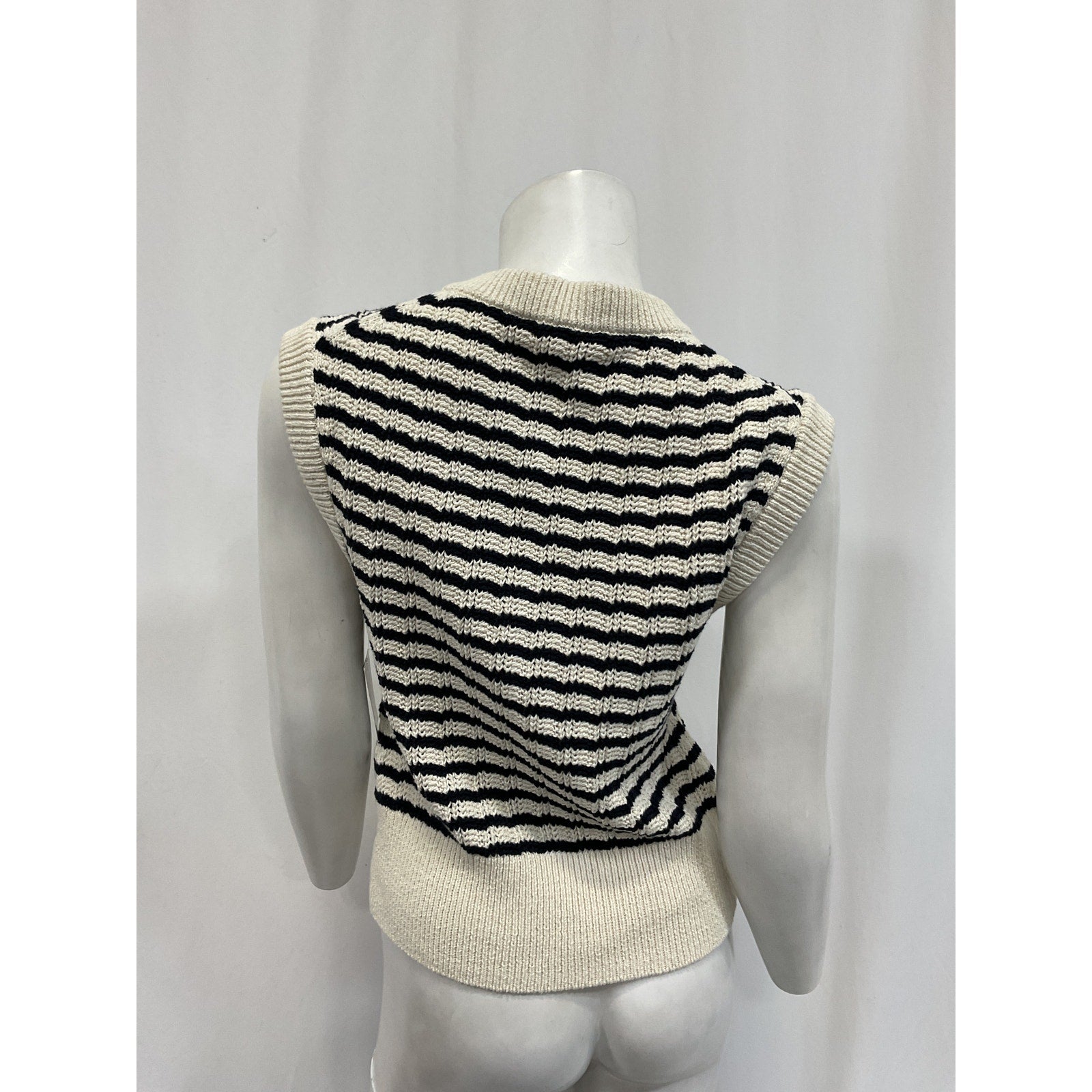 A.L.C. 'Margo' White Striped Knit Top Size M