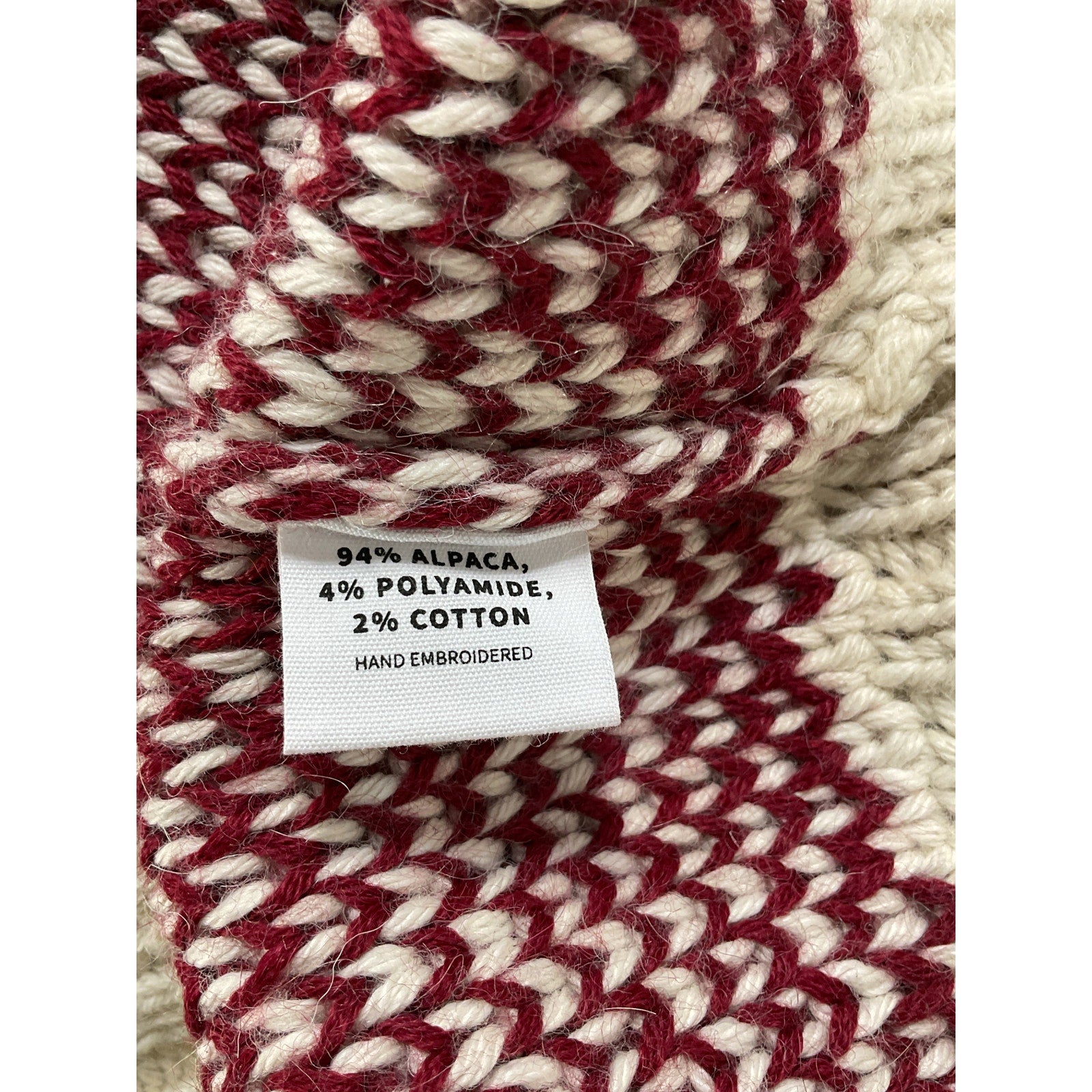 Lingua Franca 'Whatever' White Alpaca Wool Blend Jacquard Long Sleeve Sweater Size S