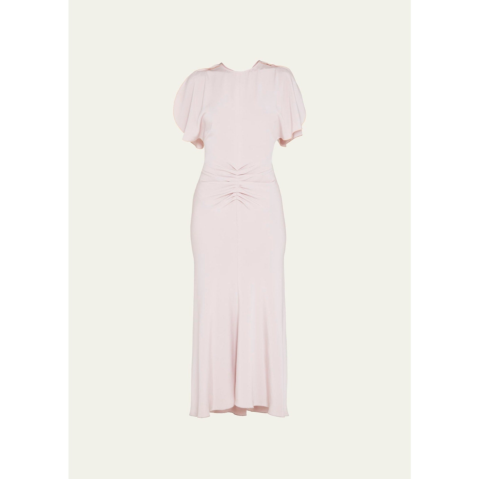 Victoria Beckham Gathered Waist Pink Viscose Midi Dress Size 10 US