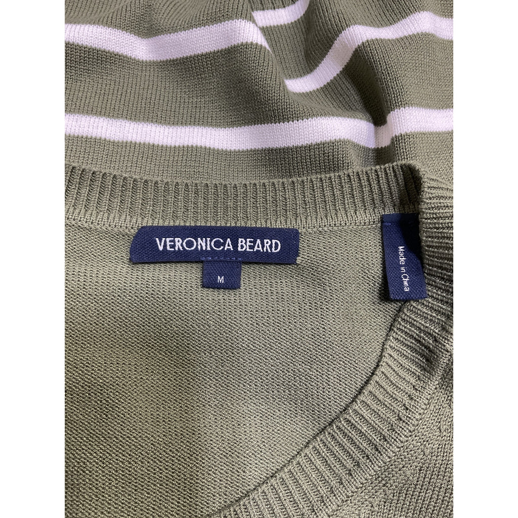 Veronica Beard 'Dianora' Green Viscose Striped Knit Top Size M