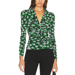 Diane Von Furstenberg Reversible Dot And Venice Geo Nathaniel Top Size M