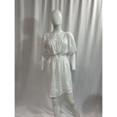 Faithfull The Brand 'Almero' White Cut-Out Linen Mini Dress Size M