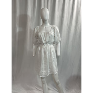 Faithfull The Brand 'Almero' White Cut-Out Linen Mini Dress Size M