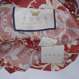 Agua Bendita Floral Red Coralina Maiz Skirt Size S NWT