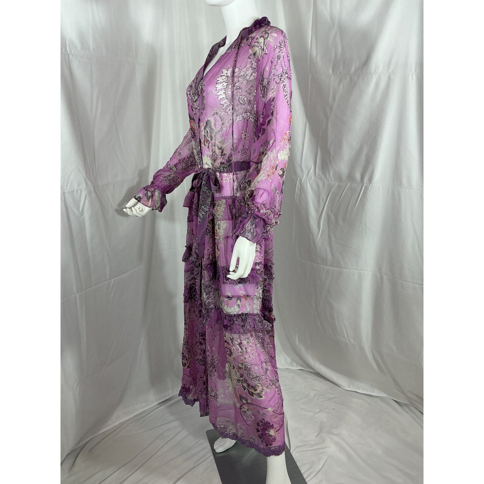 Hemant And Nandita 'Mavi' Purple Belted Kaftan Dress Size S - NWT