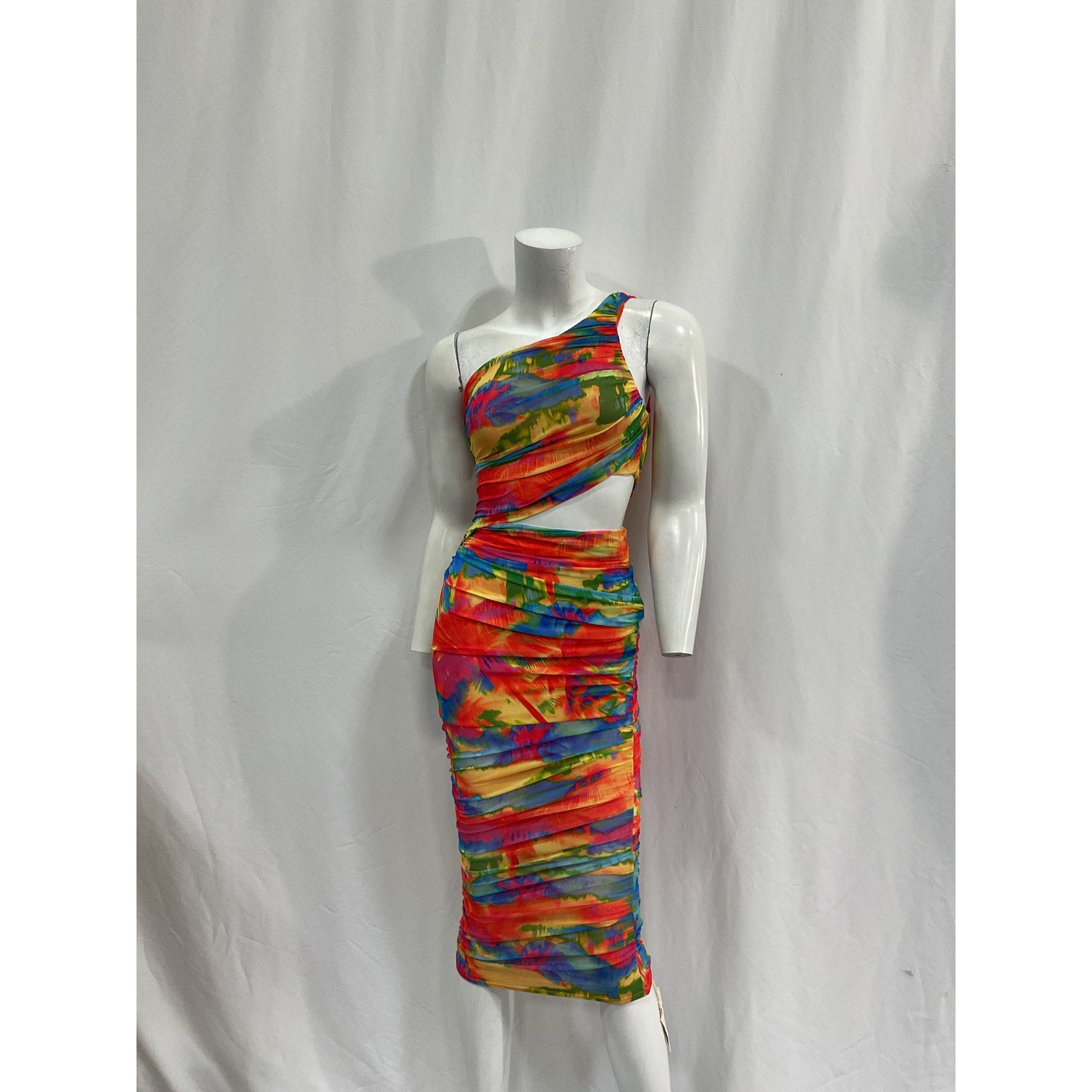 Ser.O.Ya 'Imani' Red Polyester Midi Dress Size XS