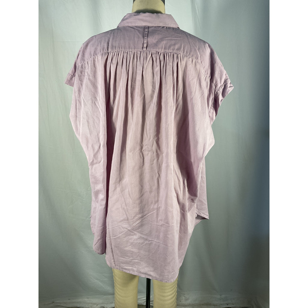 Nili Lotan 'Normandy' Pink Cotton Gathered Yoke Blouse Size M