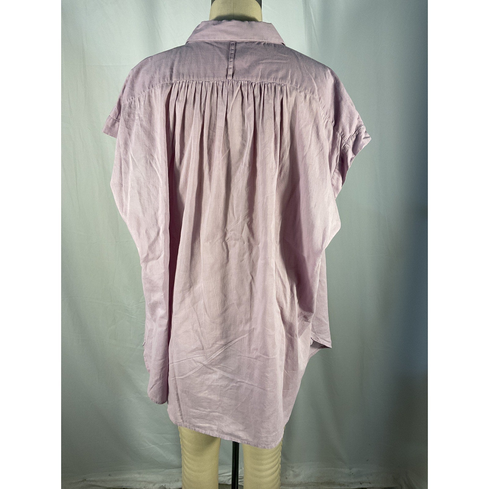 Nili Lotan 'Normandy' Pink Cotton Gathered Yoke Blouse Size M