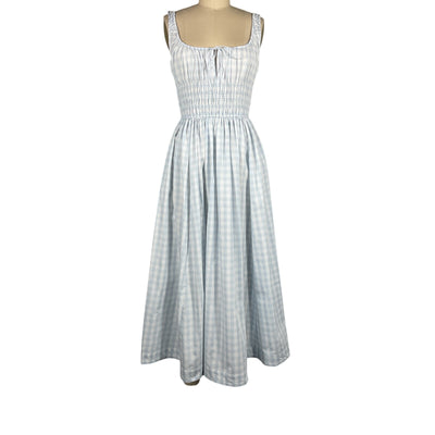 Dôen Smocked Marjorie Gingham Quilla Size XS Cotton Dress NWT