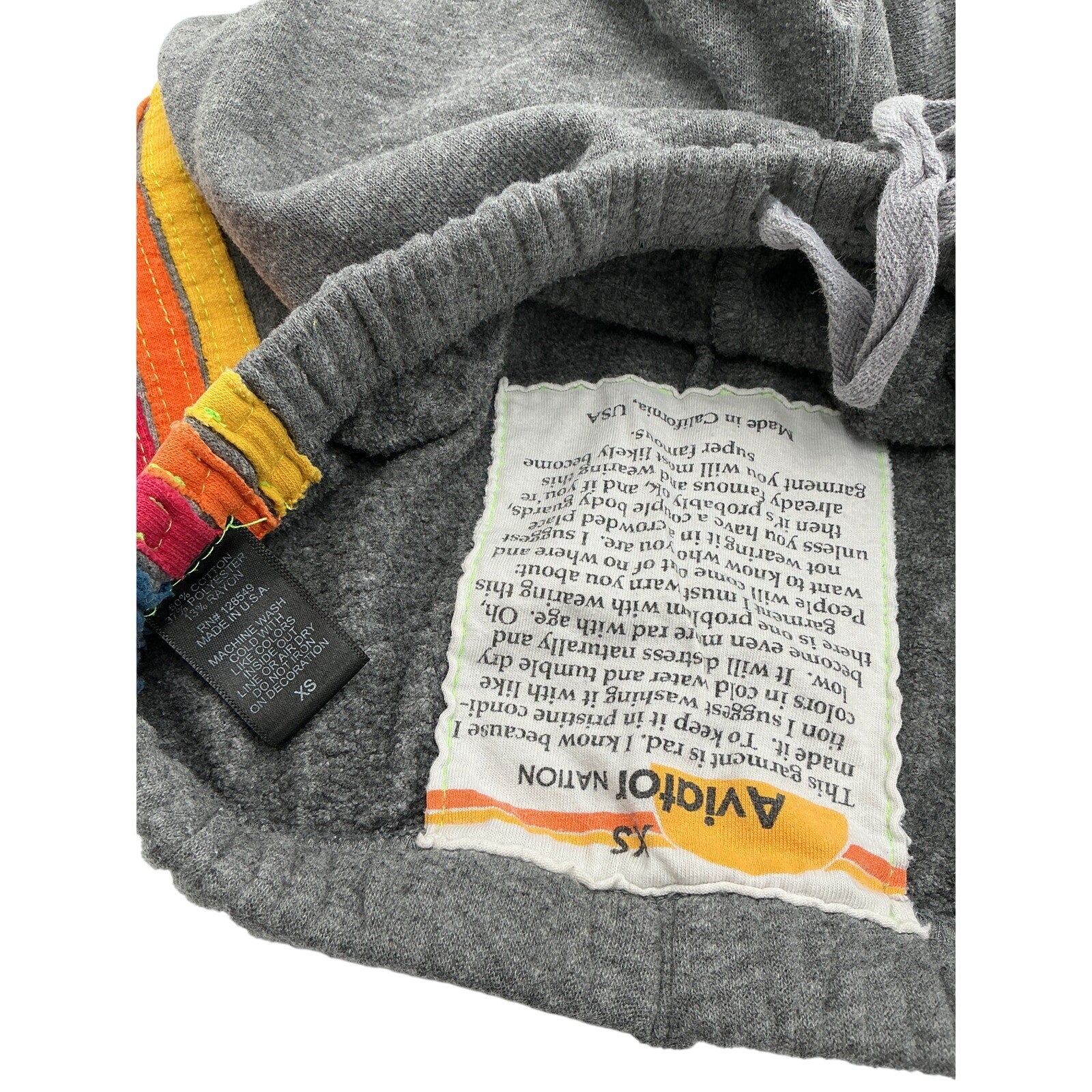 Aviator Nation '5 Stripe' Grey Polyester Sweatpants Size XS