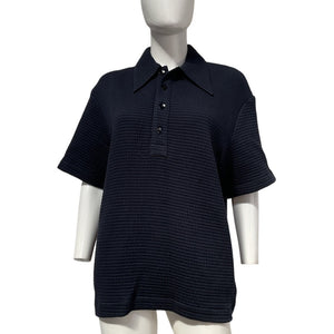 Tibi Quilted Waffle Blue Polo Tunic Size XXS