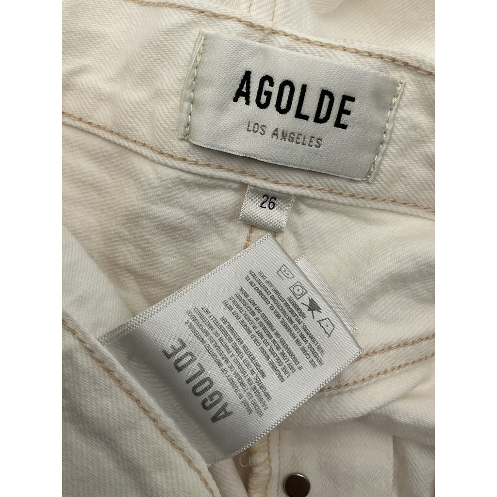Agolde 'Parker' Ivory Cotton Long Short Size 26