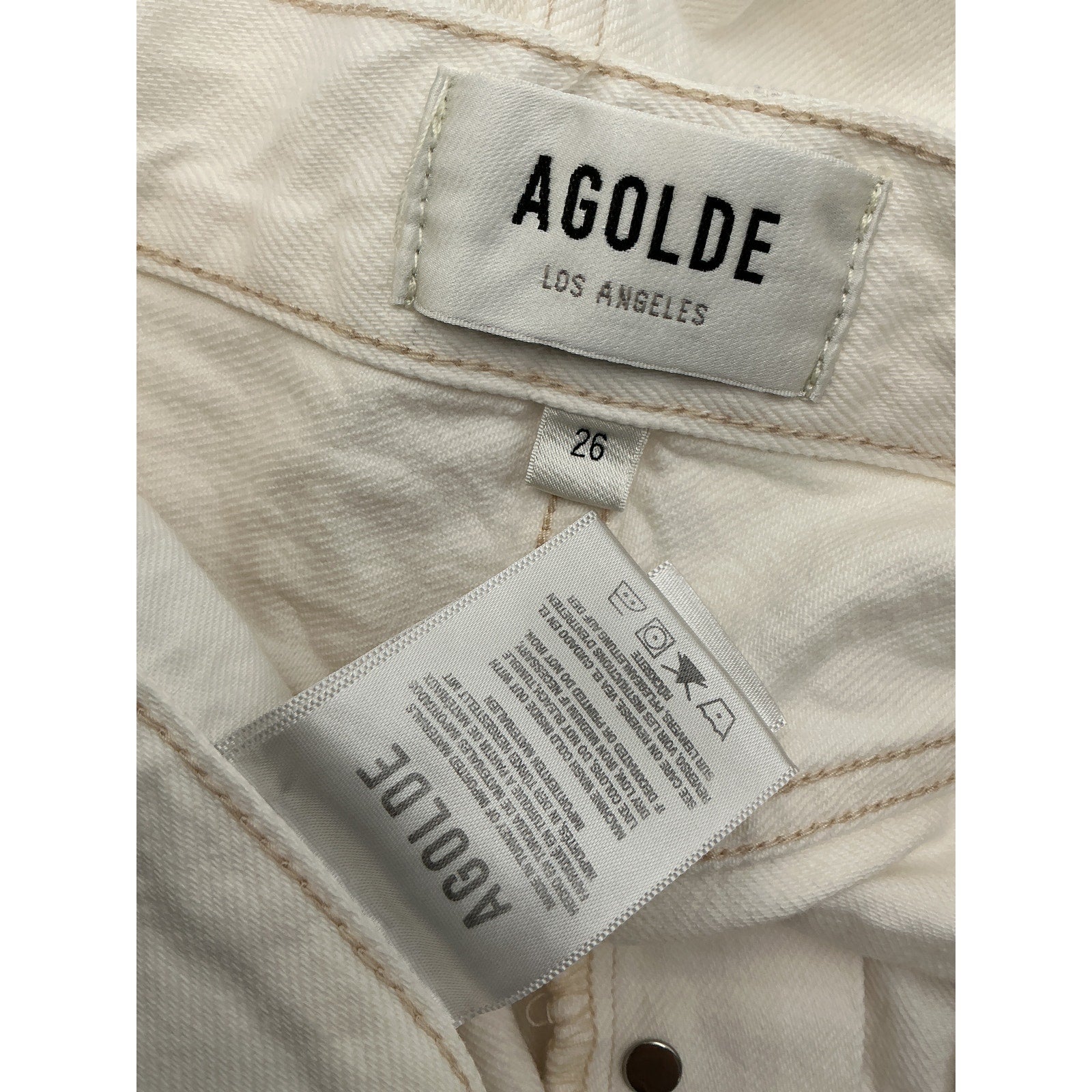 Agolde 'Parker' Ivory Cotton Long Short Size 26