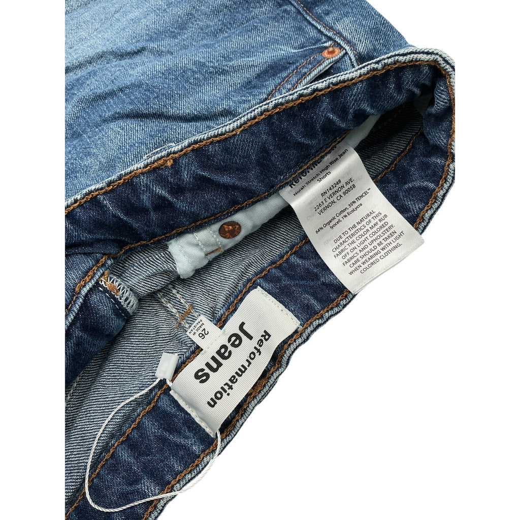 Reformation 'Norah' Blue Cotton Stretch High Rise Denim Jean Shorts Size 26