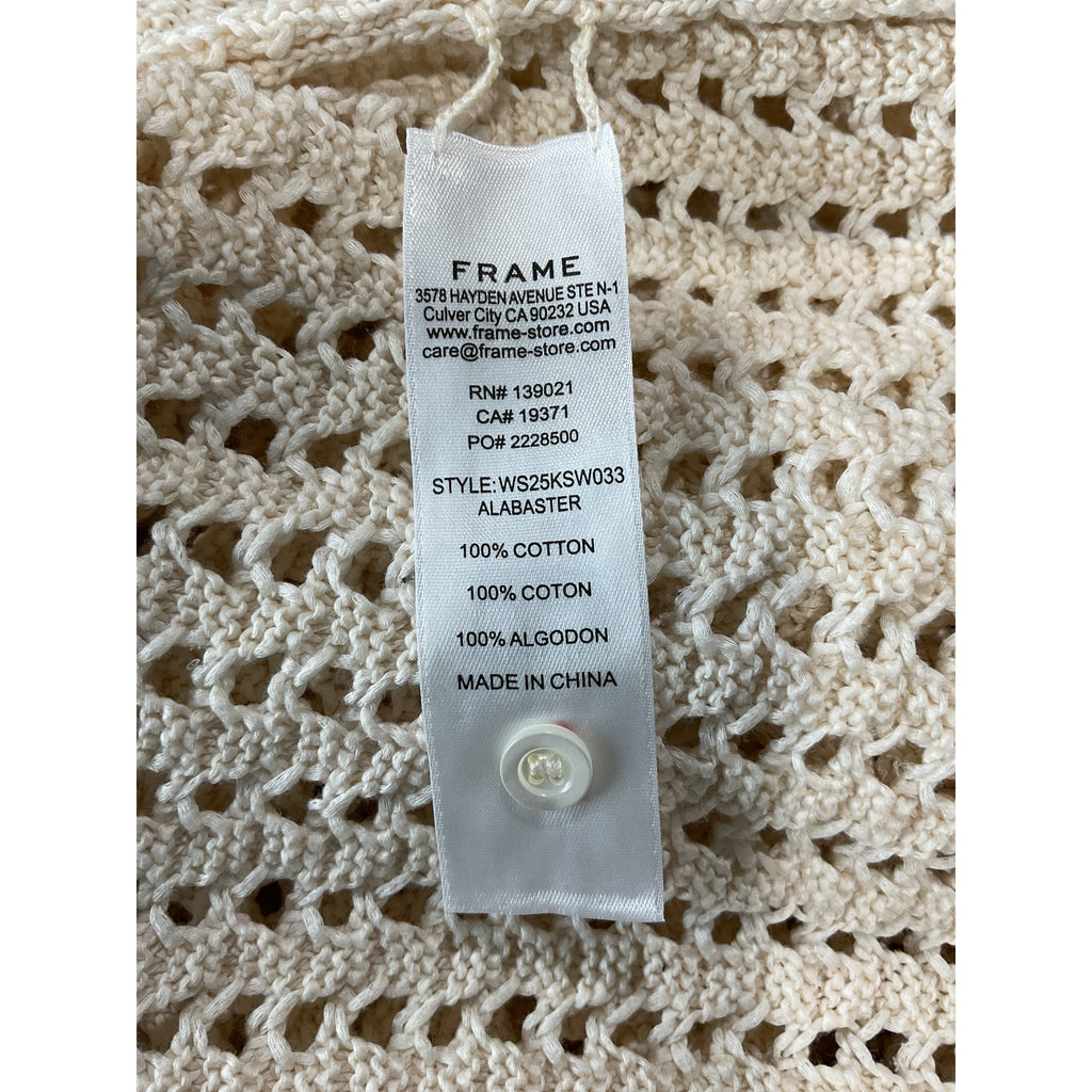 Frame 'The Crochet' Cream Cotton Bell Sweater Size M