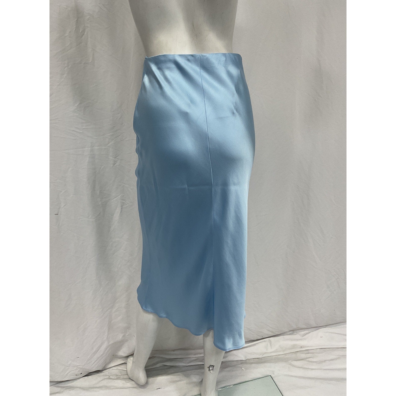 L'Agence 'Perin' Blue Silk Midi Skirt Size XXS