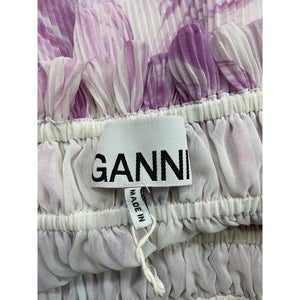Ganni 'Pleated' Purple Georgette Top Size 8