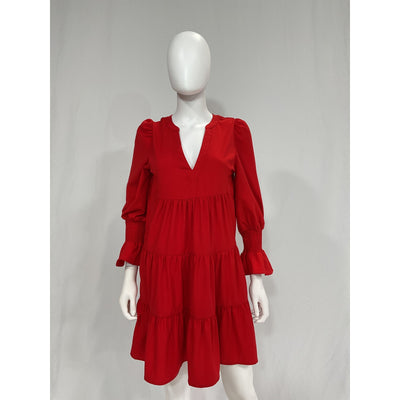 Kenzo 'Crepe' Red Kenzo Long Sleeve Dress Size XS