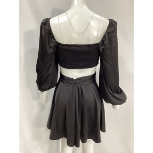 Astr The Label 'Anamaria' Black Satin Blouson Sleeve Dress Size S