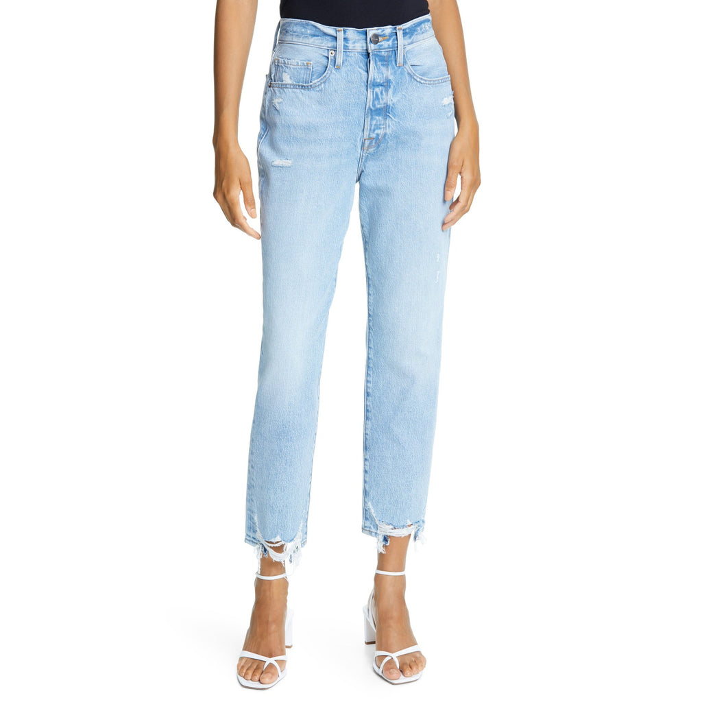 Frame 'Le Original' Blue Ripped High Waist Crop Denim Jeans Size 27