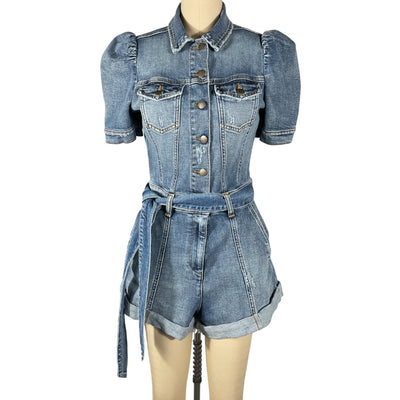 Retrofête Belted Light Blue Jay Phoebe Romper Size S