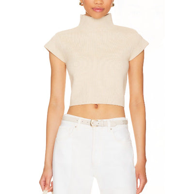 Line & Dot 'Rumi' White Turtleneck Short Sleeve Sweater Size XS - NWT