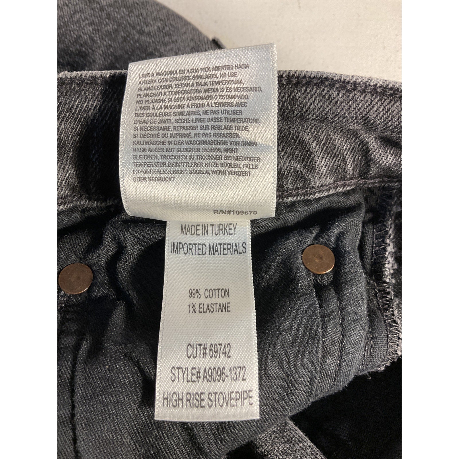 Agolde High Rise Black Stovepipe Denim Jeans Size 27