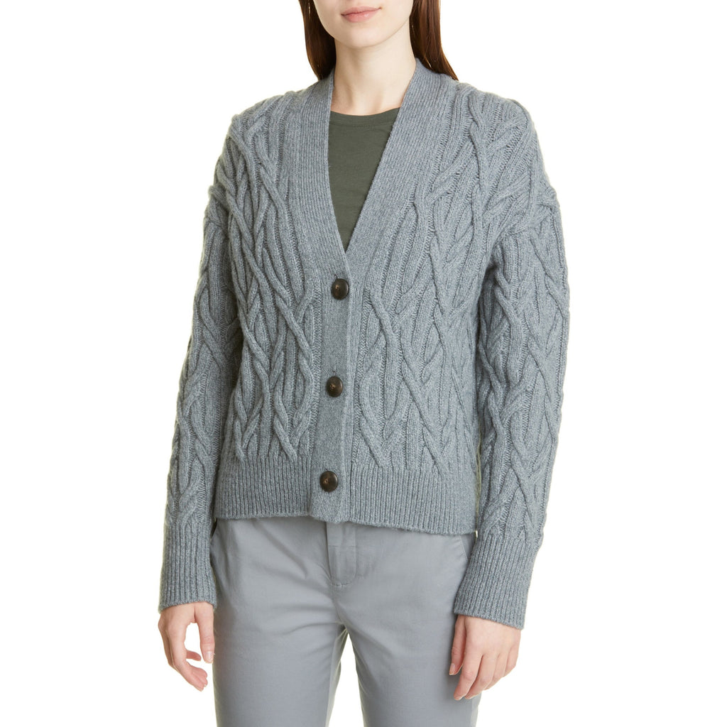 Vince Interlocking Grey Cable Cardigan Size XS