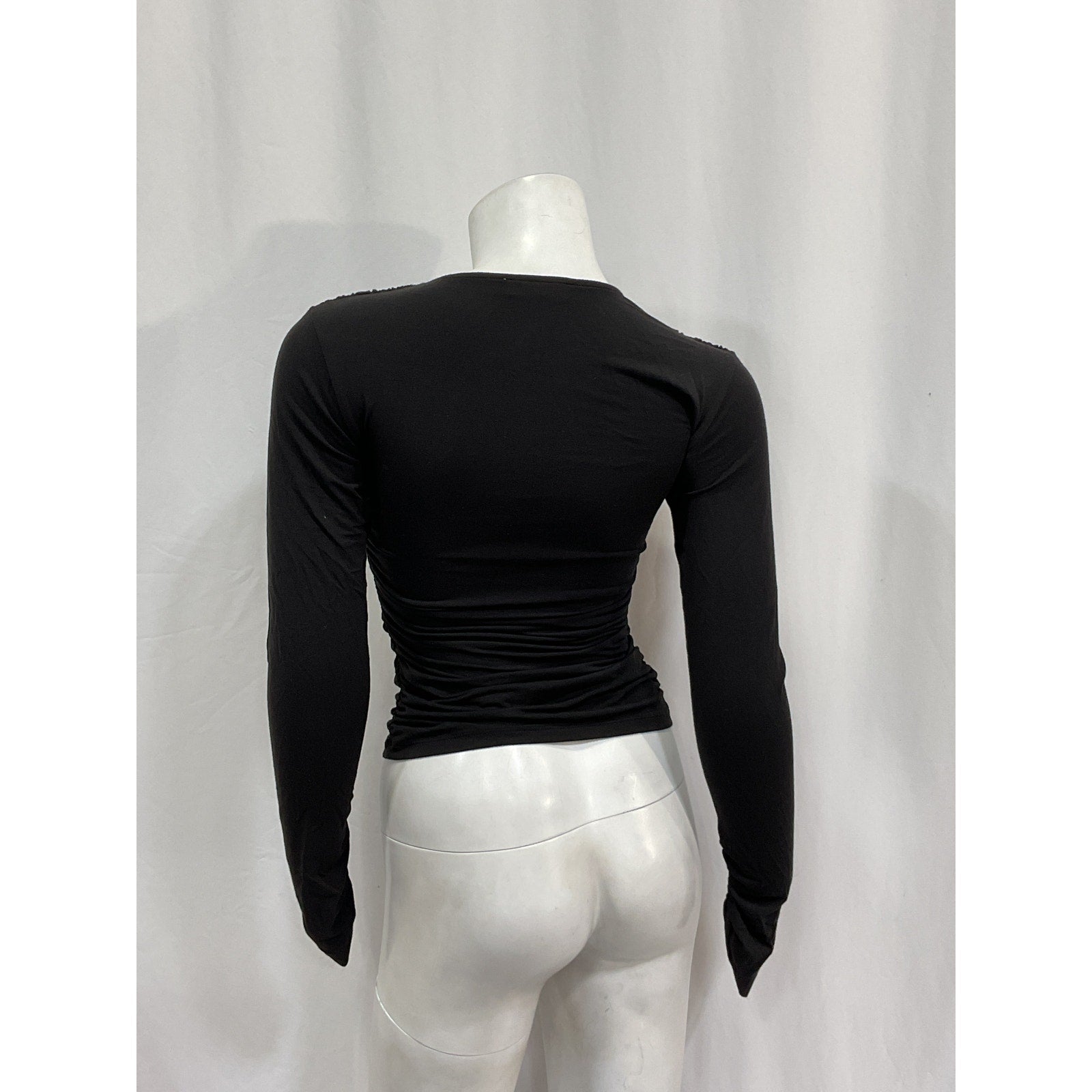 Frame 'Twisted' Black Spandex V-Neck Top Size XS
