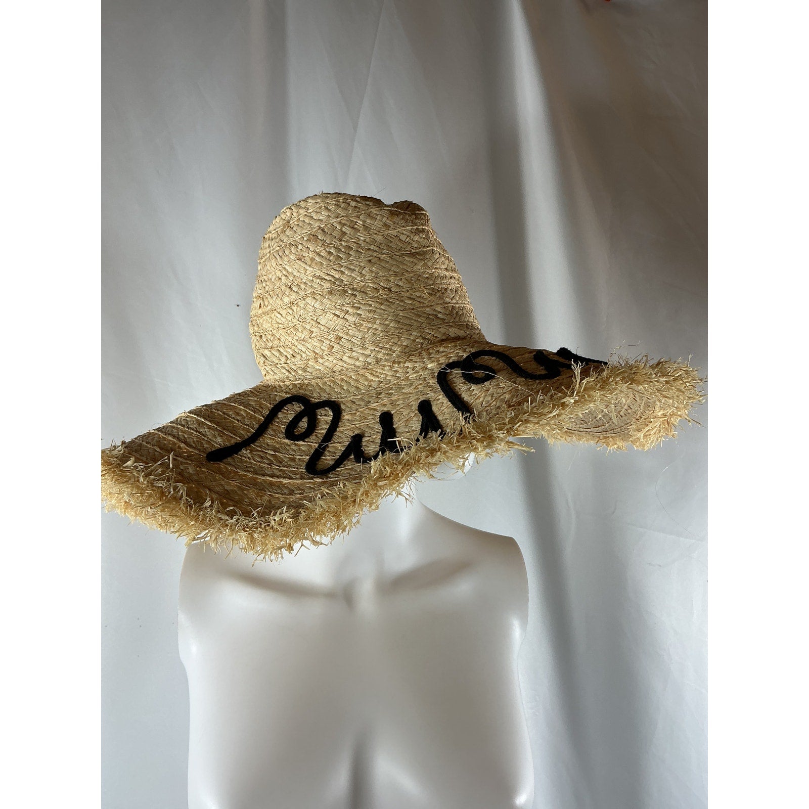 Miu Miu 'Raffia' Beige Cotton Hat Size S