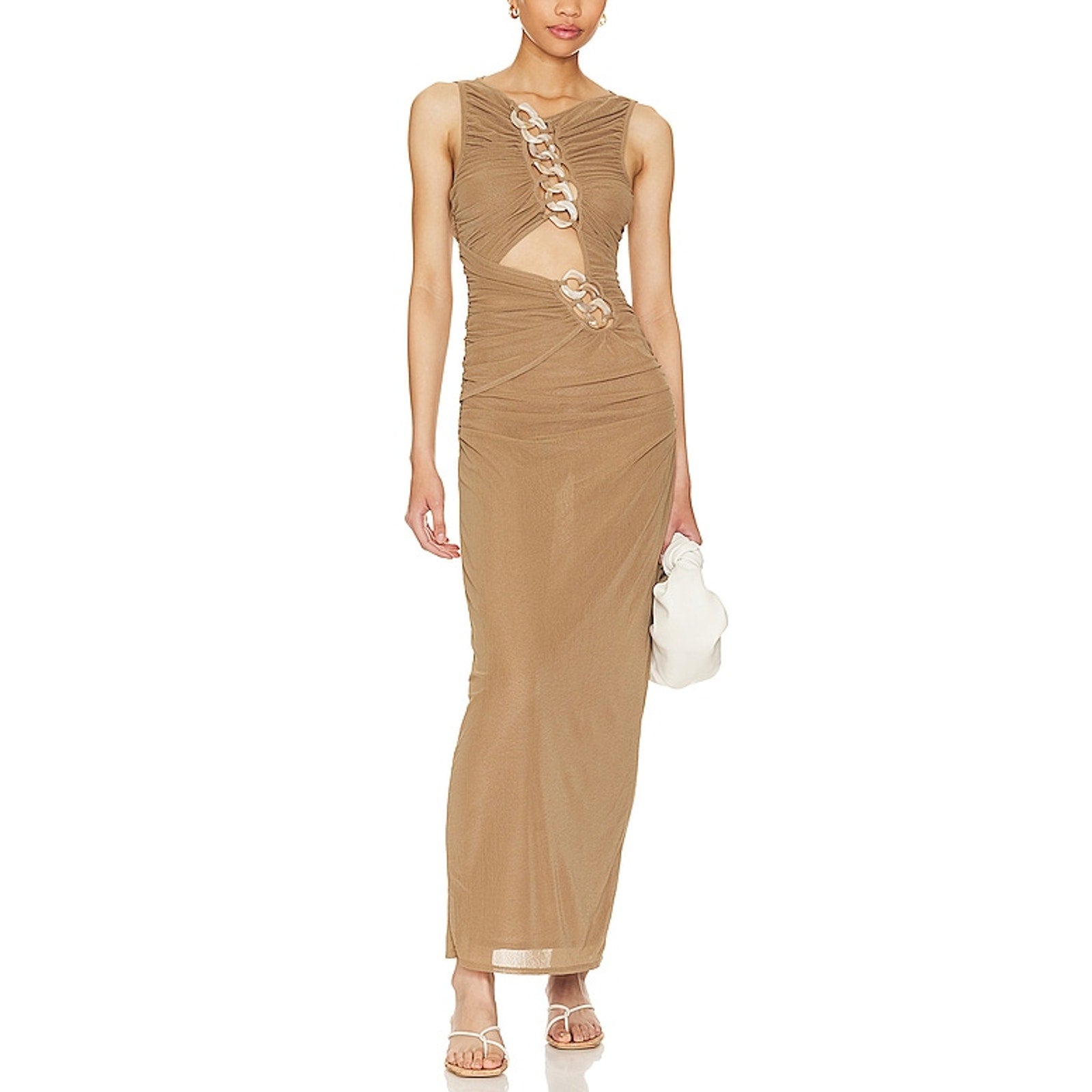 L'Academie 'Emeraude' Brown Cut Out Maxi Dress Size L