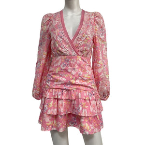 LoveShackFancy Floral Pink Party Bash Kari Mini Dress Size 2