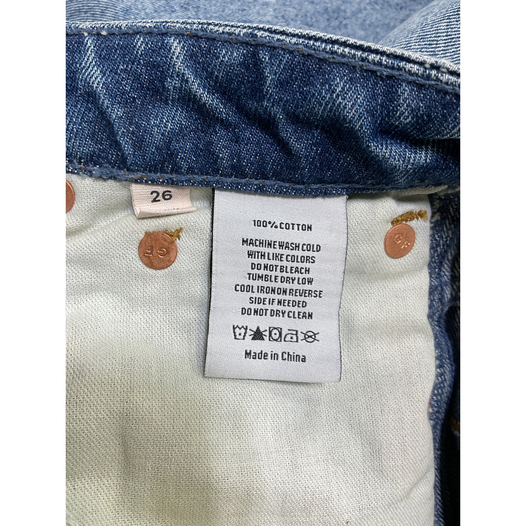 Grlfrnd 'Sara' Blue Cotton Super High Rise Straight Jean Size 26