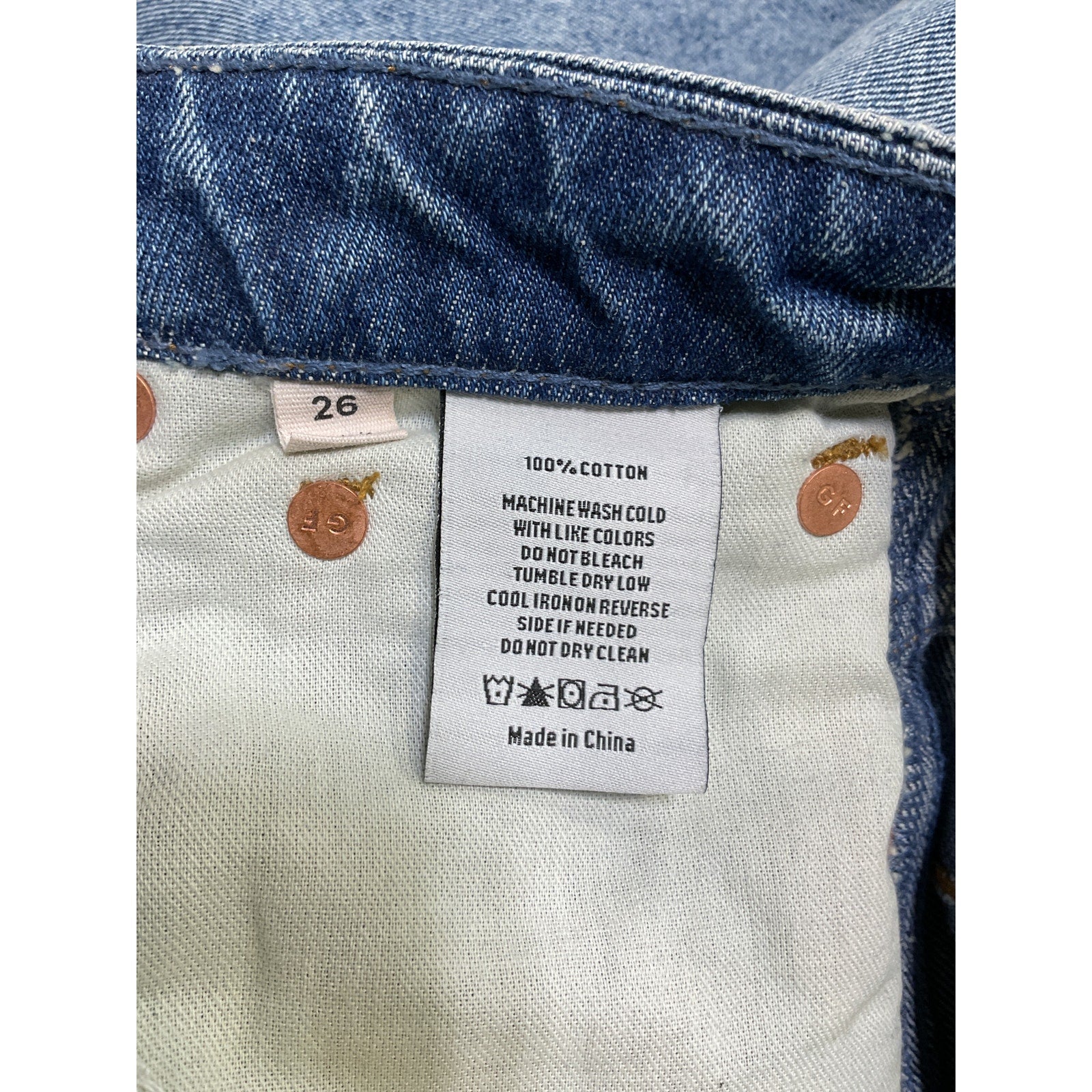 Grlfrnd 'Sara' Blue Cotton Super High Rise Straight Jean Size 26