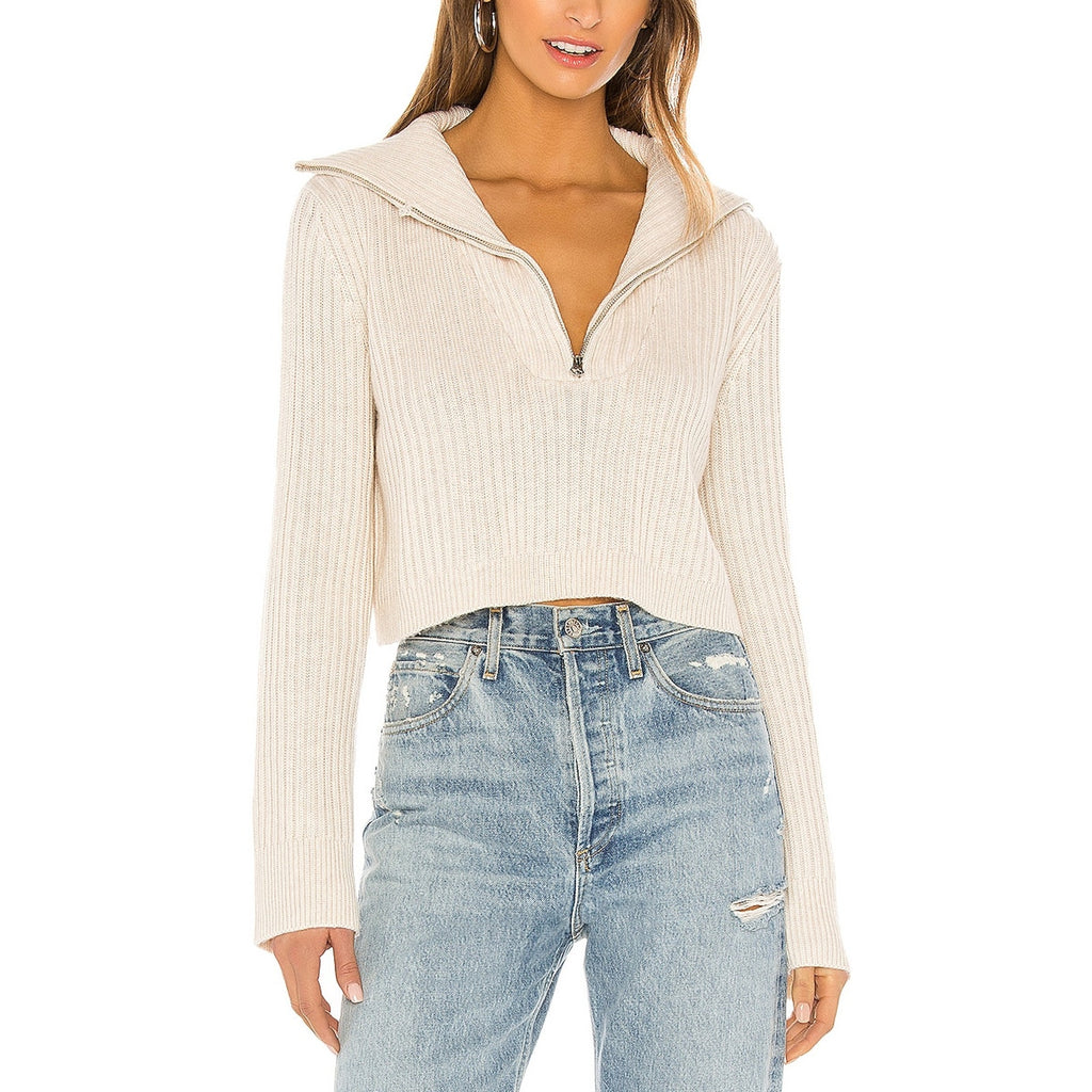 Tularosa 'Lovelle' Cream Acrylic Zip Up Sweater Size M