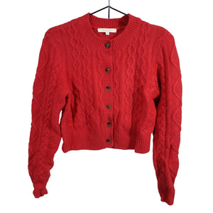 Favorite Daughter Cable Knit Cherry Red Eleanor Size XS Wool Cardigan