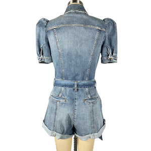 Retrofête Belted Light Blue Jay Phoebe Romper Size S