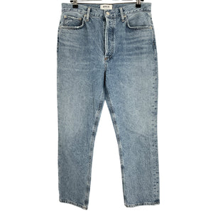 Agolde Classic Blue Riley High Rise Straight Crop Denim Jeans Size 29