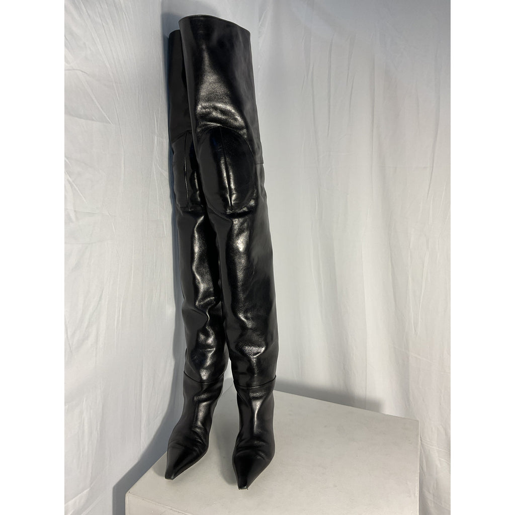 Alexander Wang 'Viola 65' Black Leather High Hip Boot Size 8