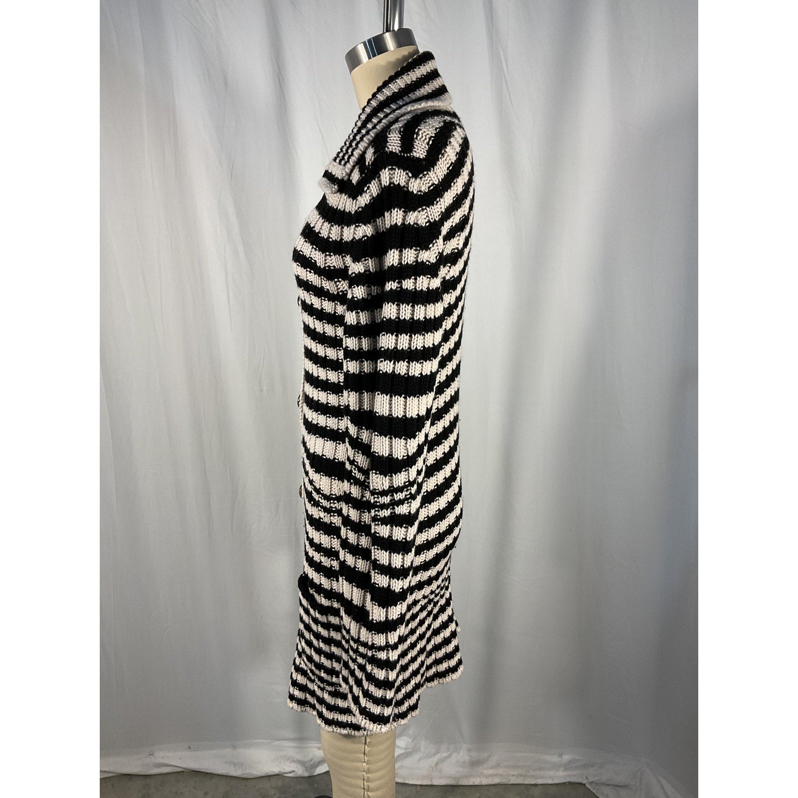 Etro 'Striped' Black Jacquard-Knit Wool Cardigan Size OS